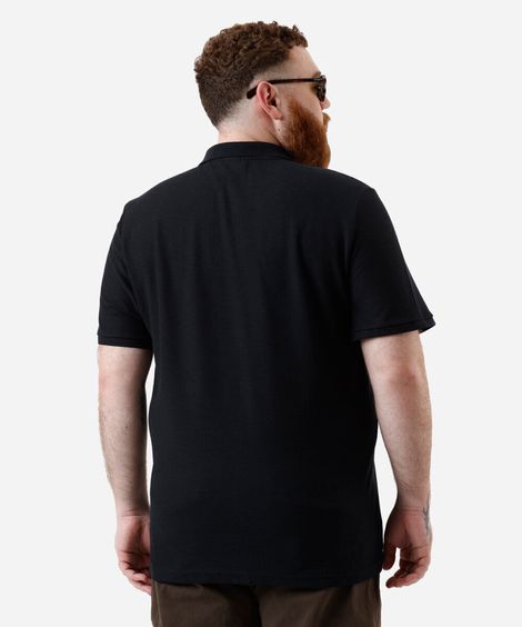 polo masculina com zíper texturizada plus size preta