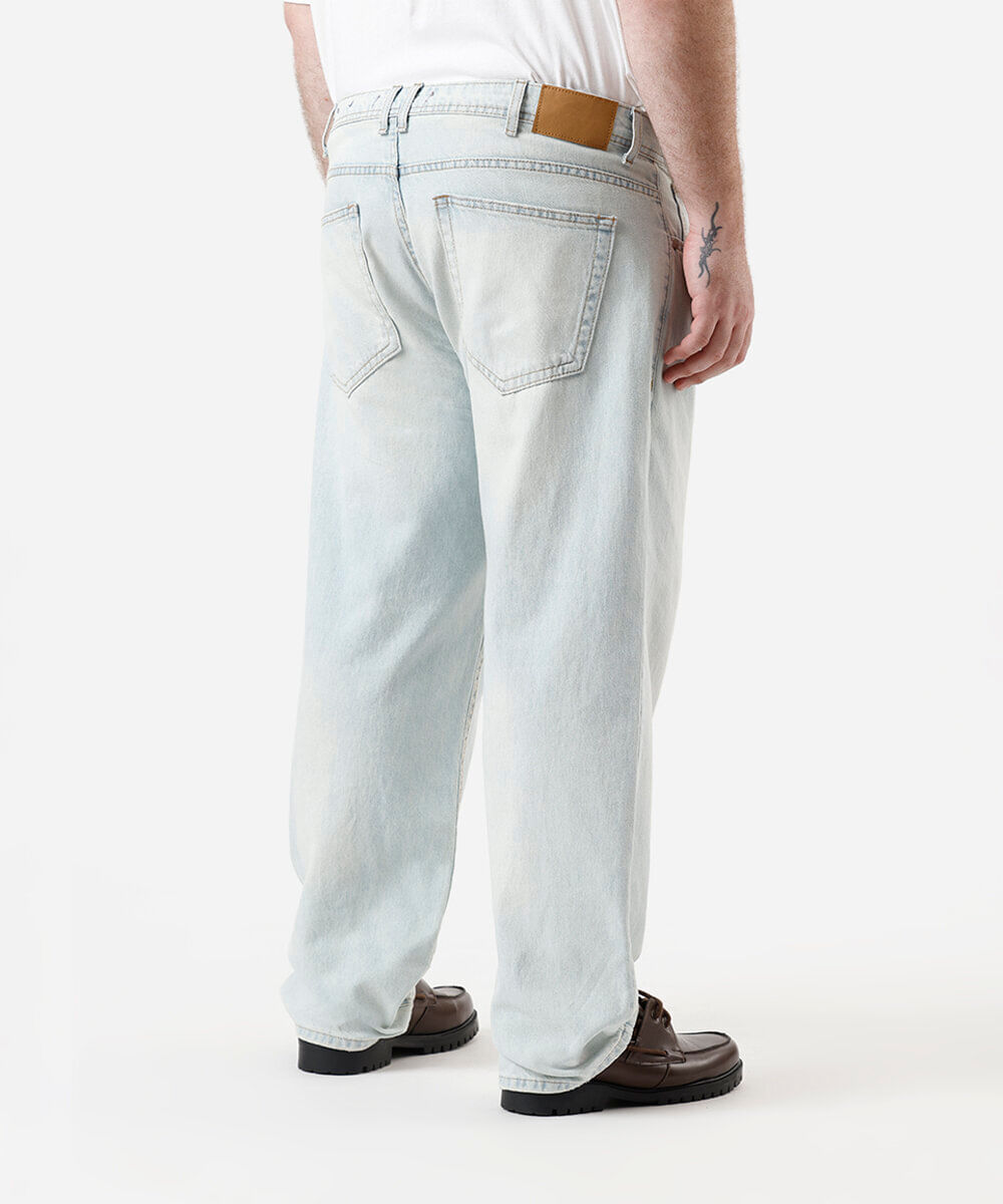 calça masculina jeans baggy básica azul
