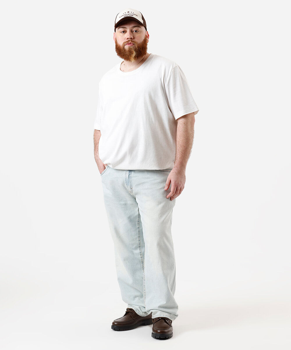 calça masculina jeans baggy básica azul
