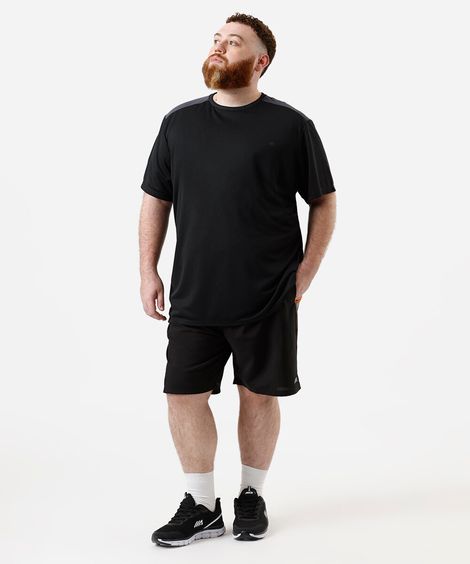 short cós elástico plus size esportivo preto