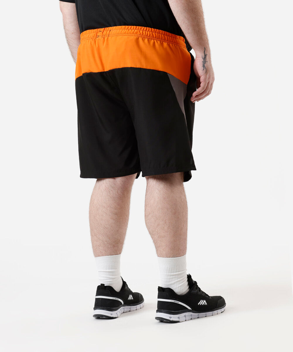 short cós elástico plus size esportivo preto