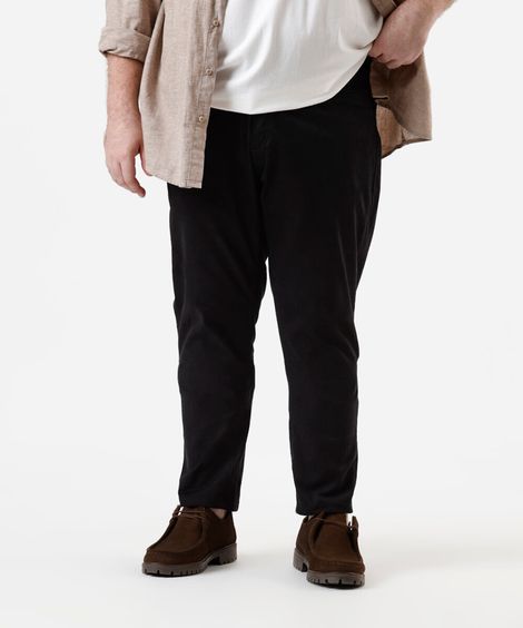 calça slim masculina de sarja plus size preta
