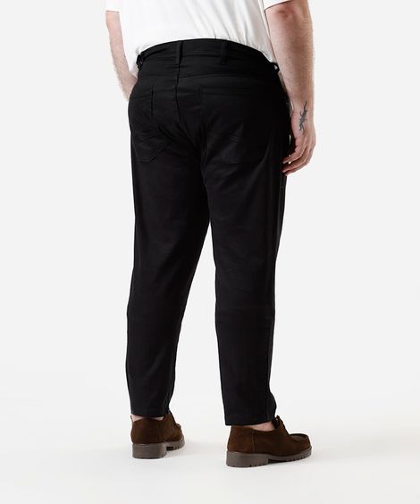 calça slim masculina de sarja plus size preta