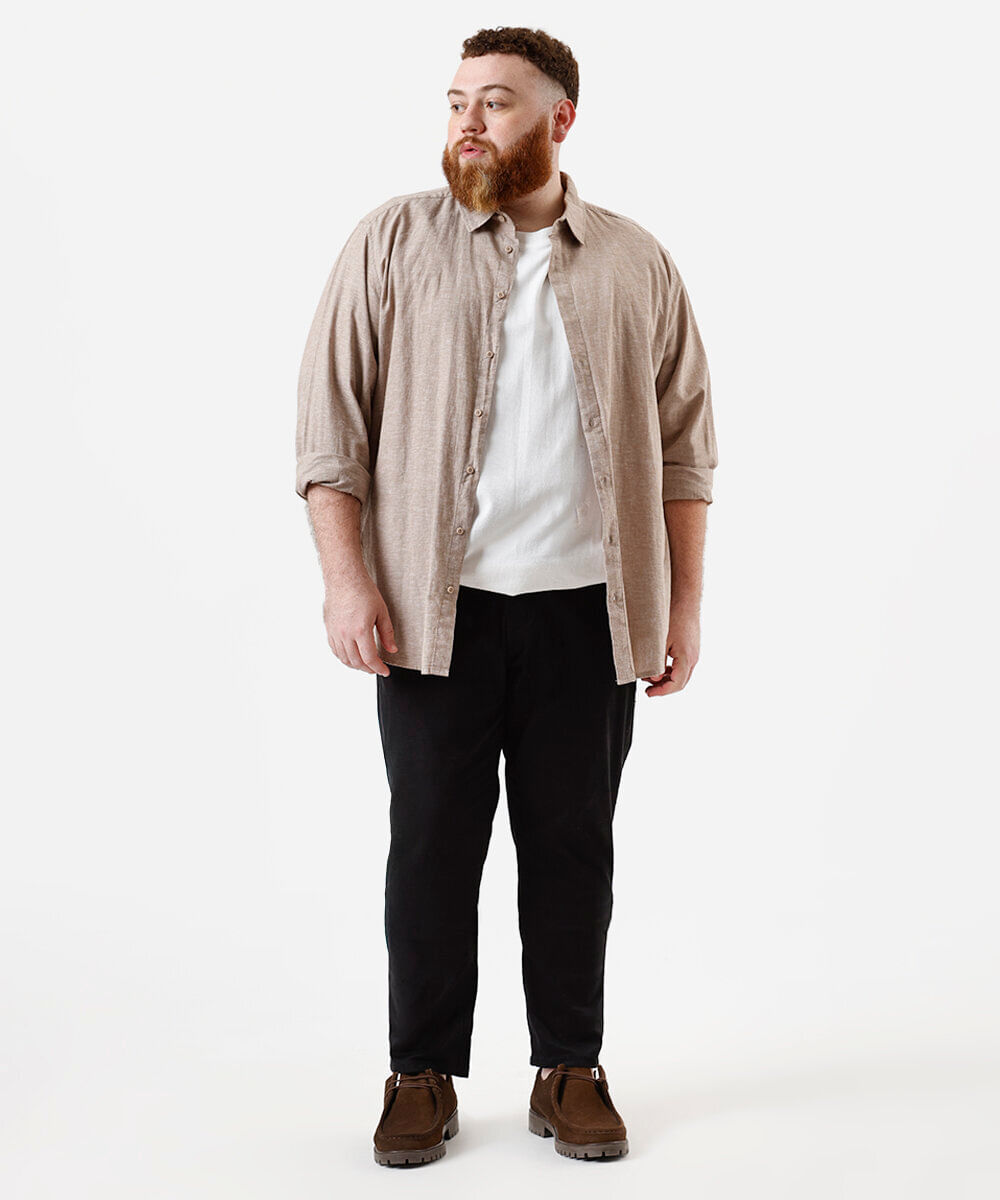 calça slim masculina de sarja plus size preta