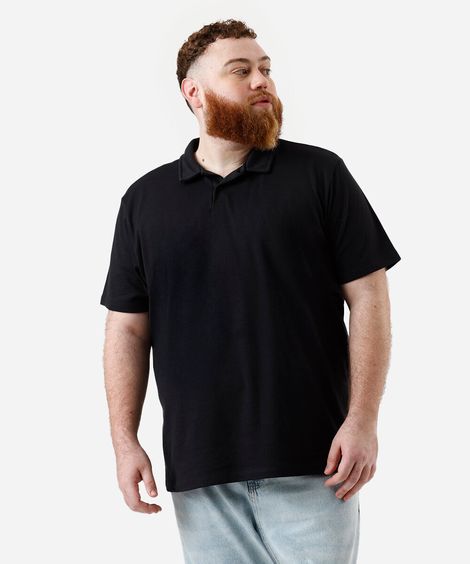 polo básica masculina com algodão plus size preta