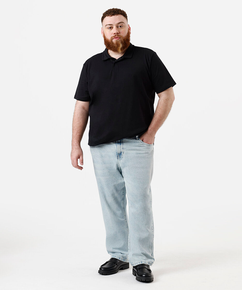 polo básica masculina com algodão plus size preta