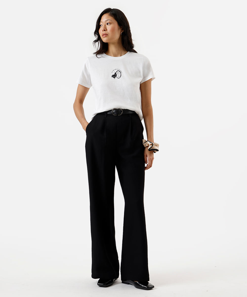 camiseta feminina de algodão estampada off white