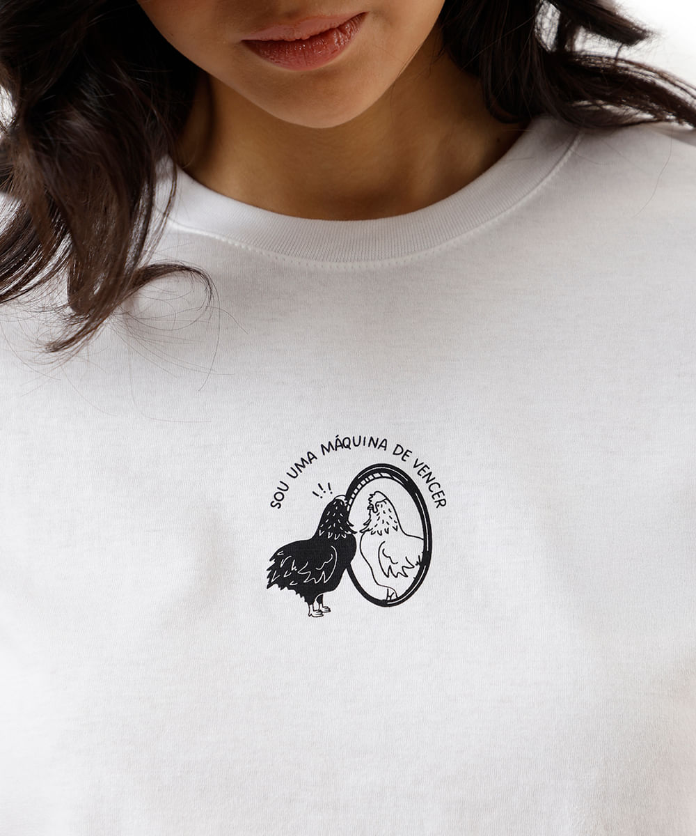camiseta feminina de algodão estampada off white