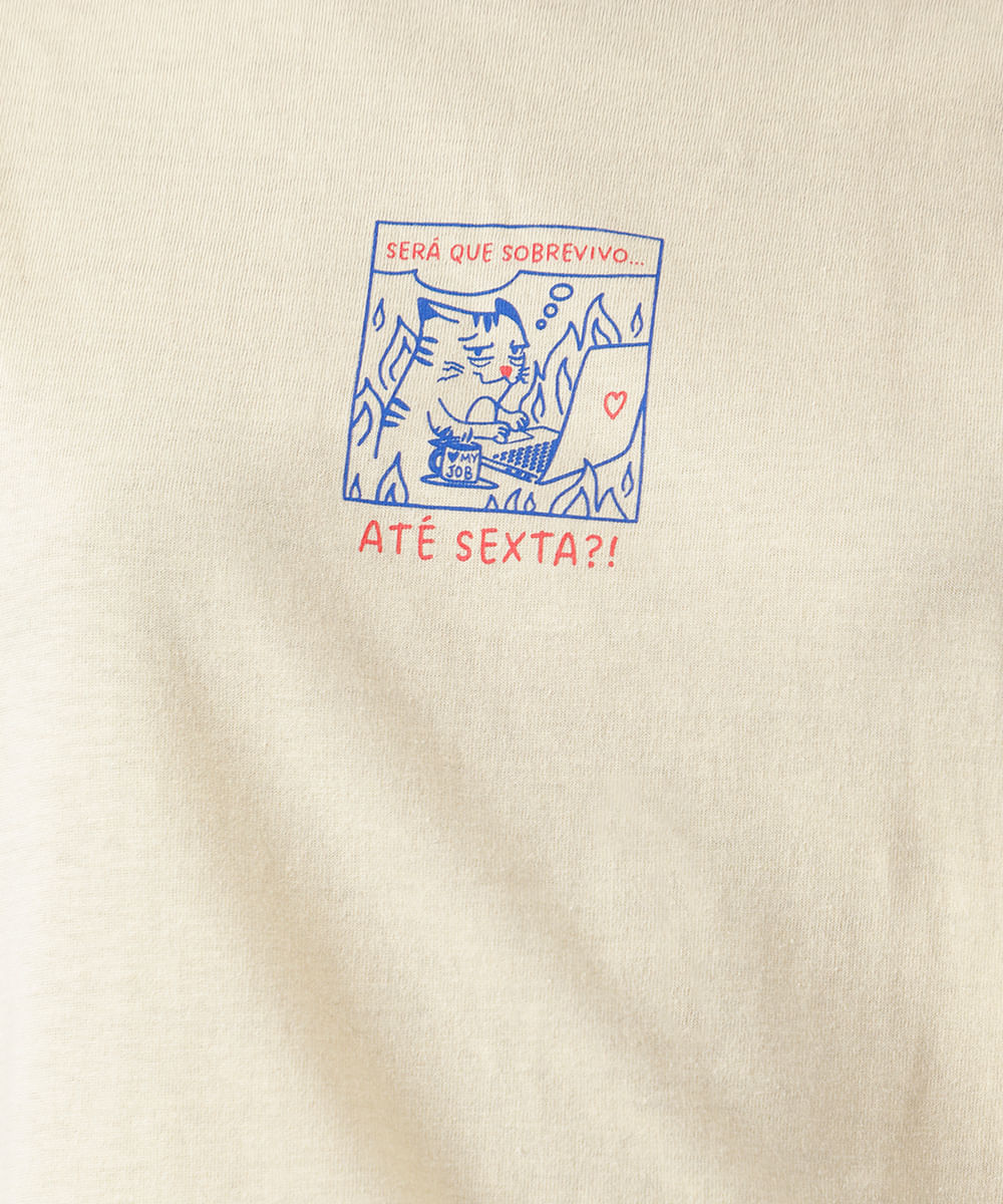 camiseta feminina de algodão estampada amarela