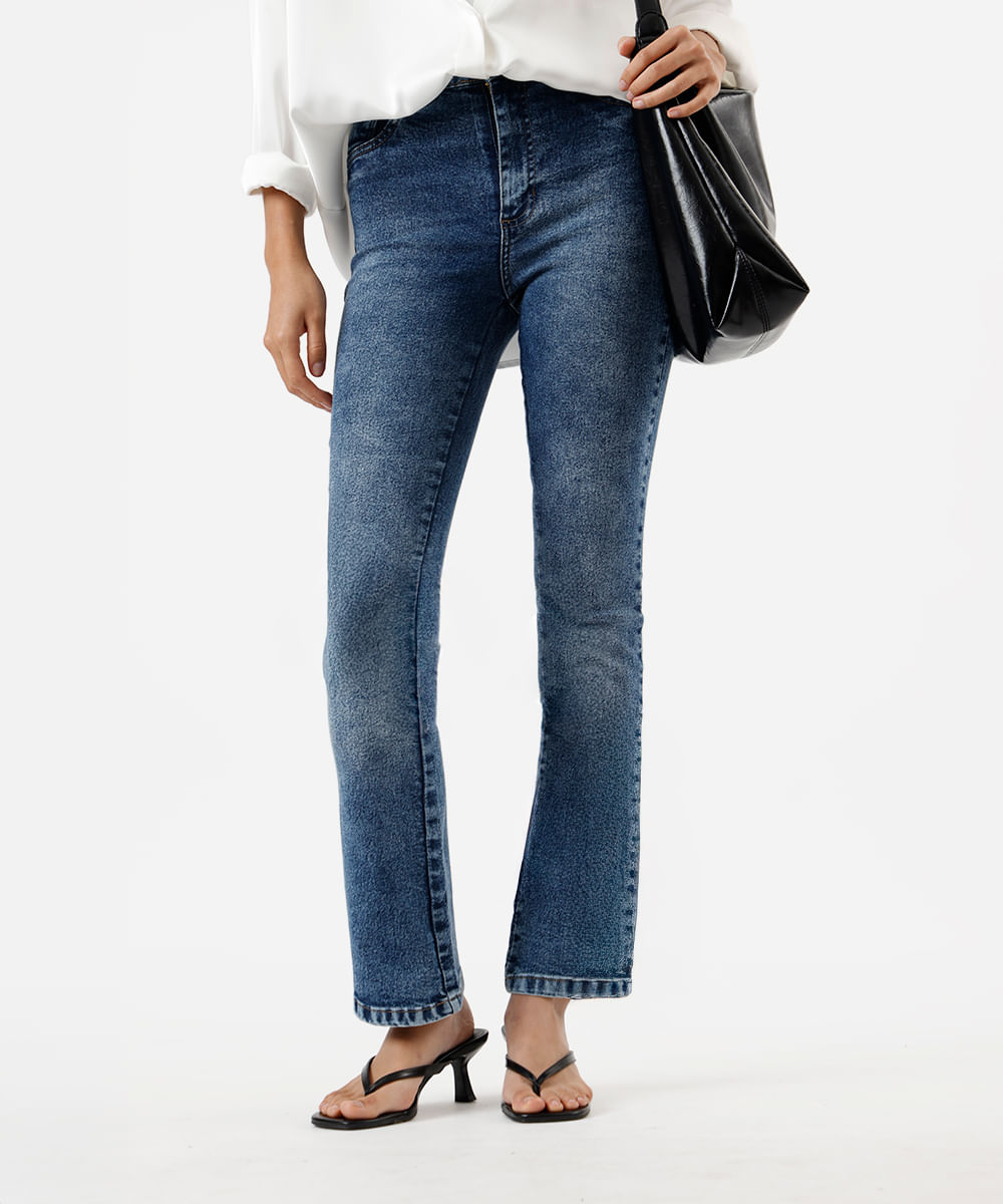 calça boot cut feminina jeans sawary azul
