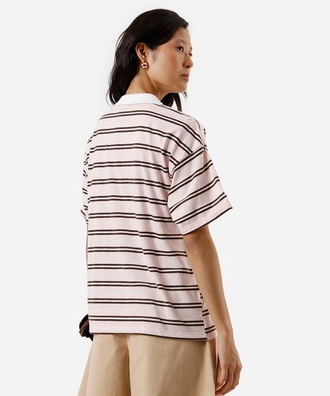 polo feminina com algodão listrada hello kitty rosa