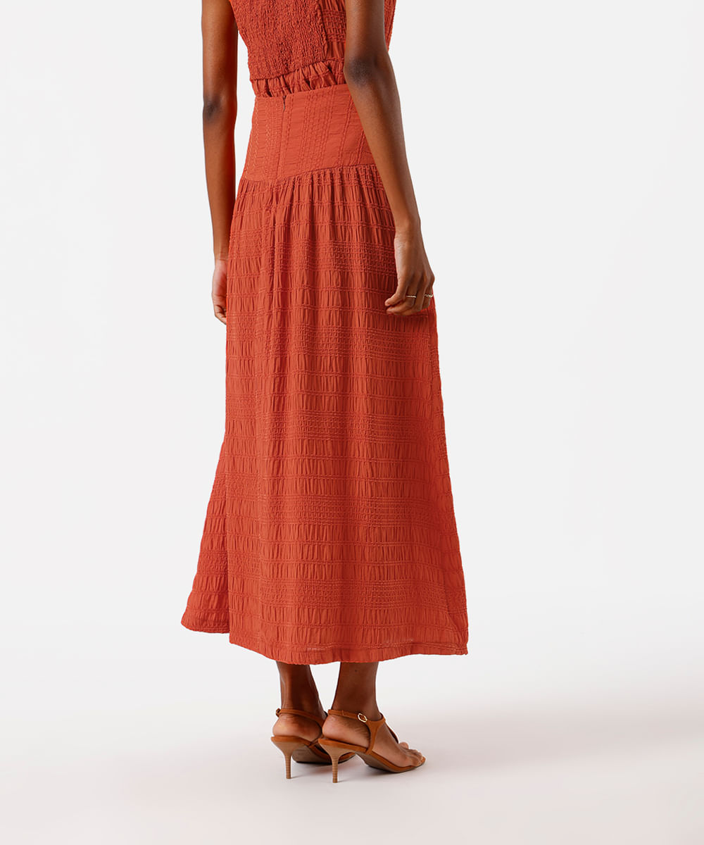 saia midi feminina texturizada laranja
