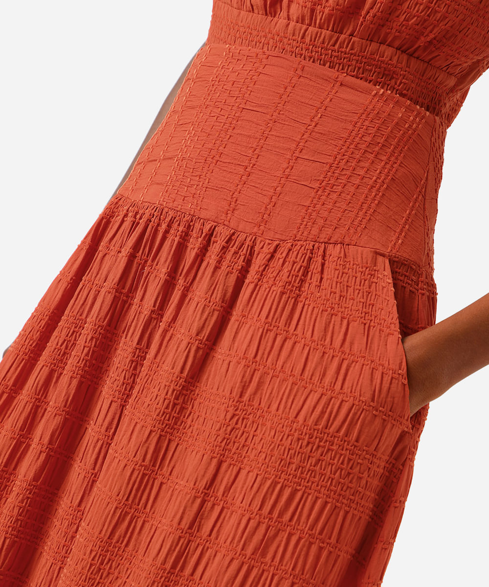 saia midi feminina texturizada laranja