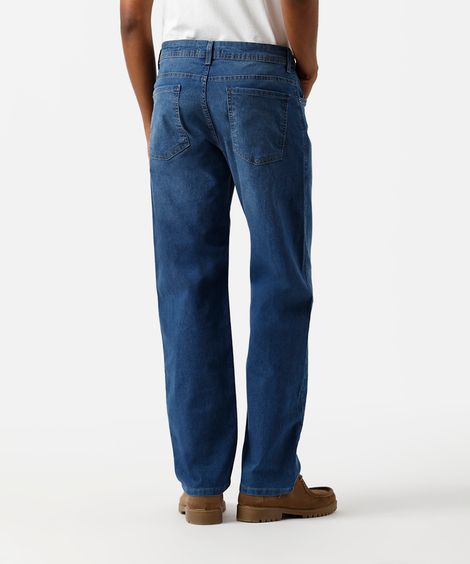 calça reta masculina jeans azul