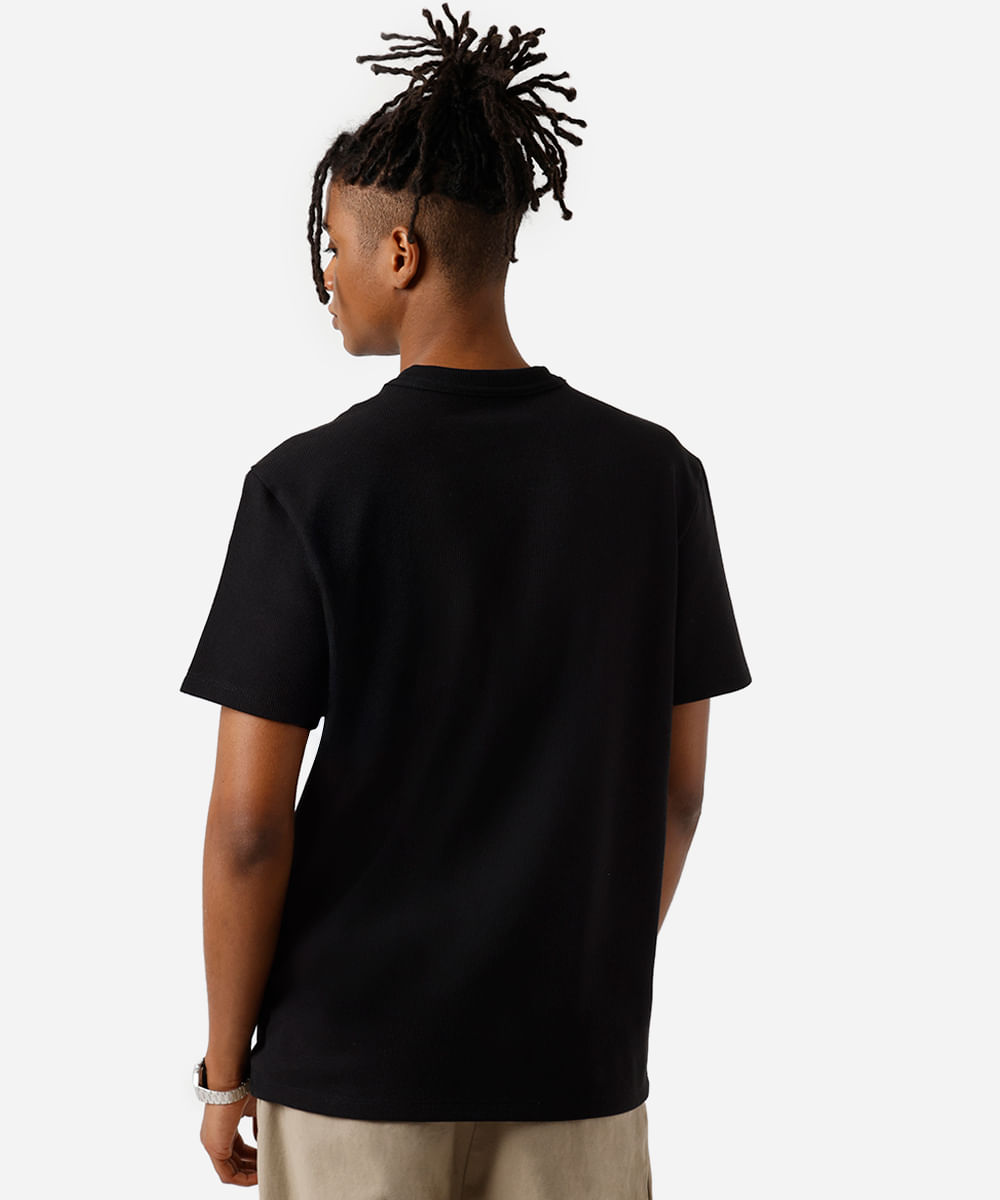 camiseta básica masculina com algodão texturizada preta
