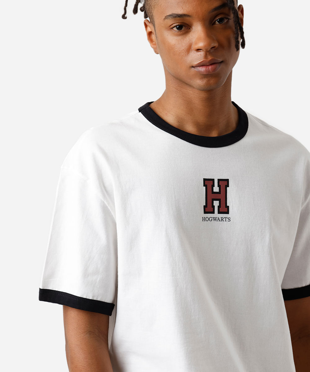 camiseta masculina de algodão harry potter off white