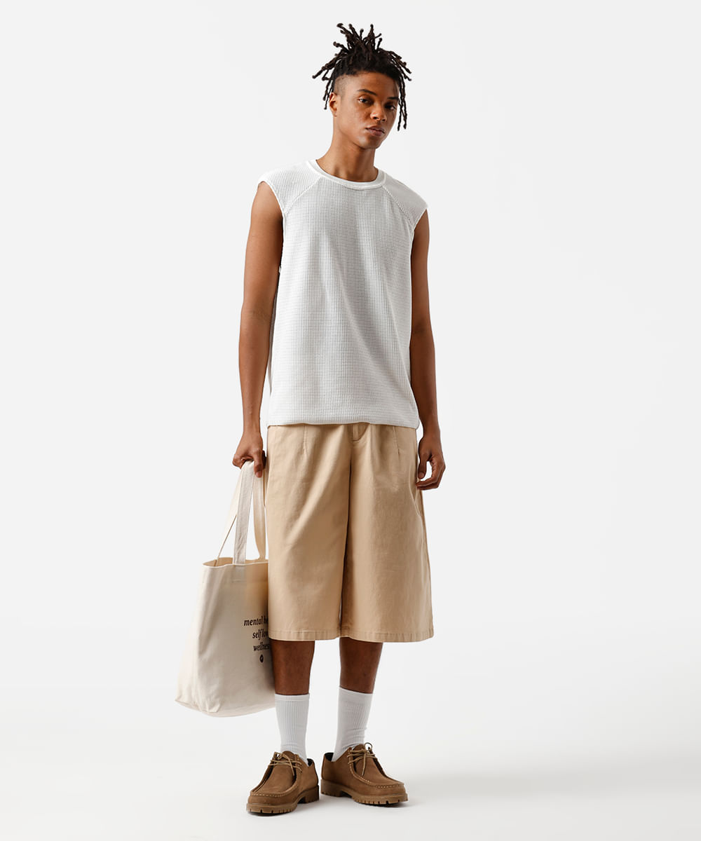 regata raglan masculina de tricot texturizada off white