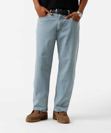 calça reta masculina jeans azul