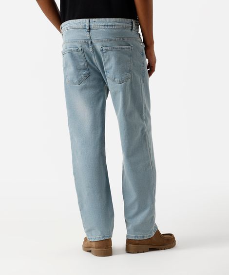 calça reta masculina jeans azul