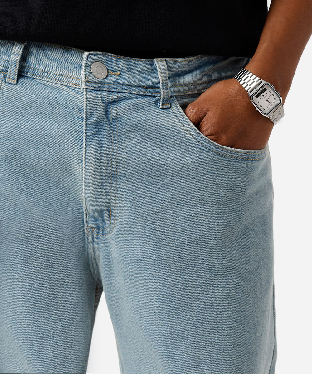 calça reta masculina jeans azul