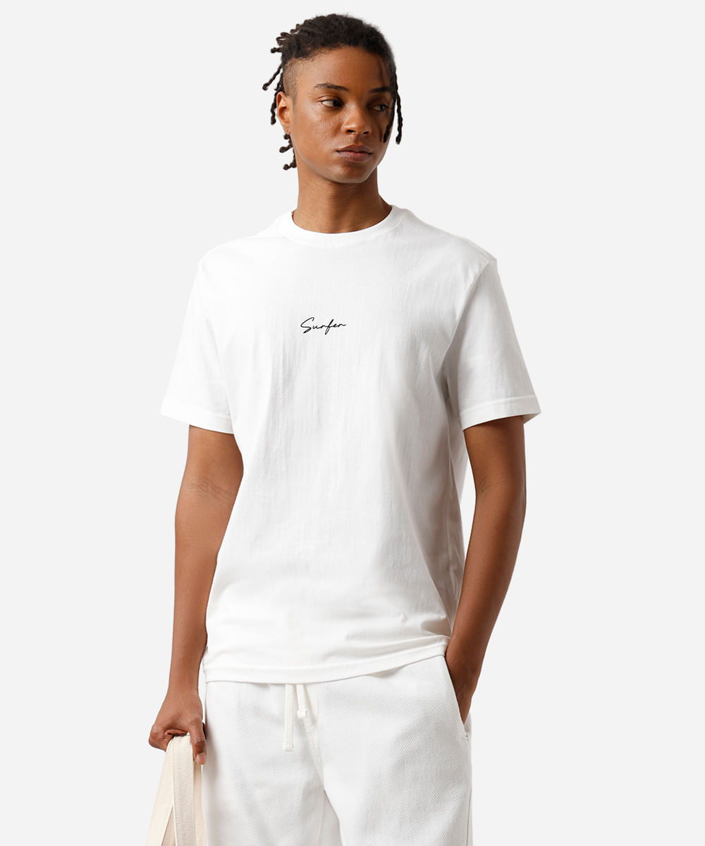 camiseta masculina de algodão estampada off white