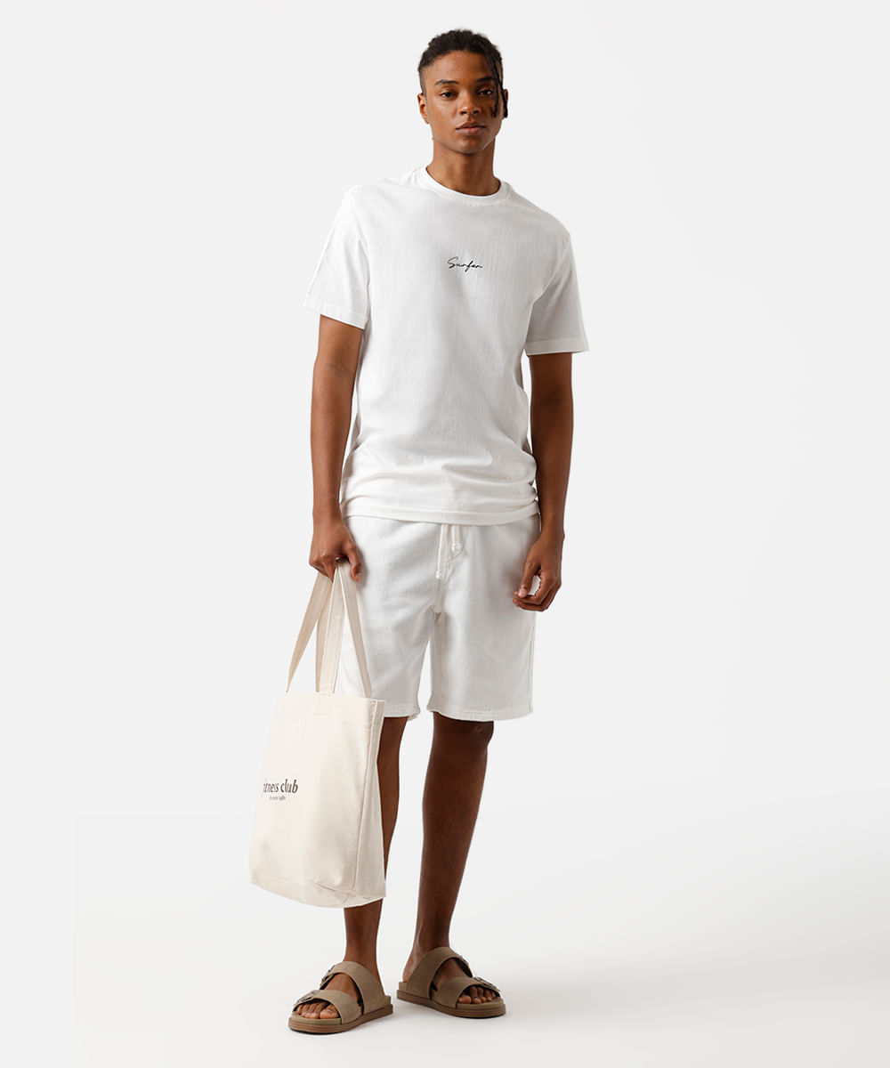camiseta masculina de algodão estampada off white