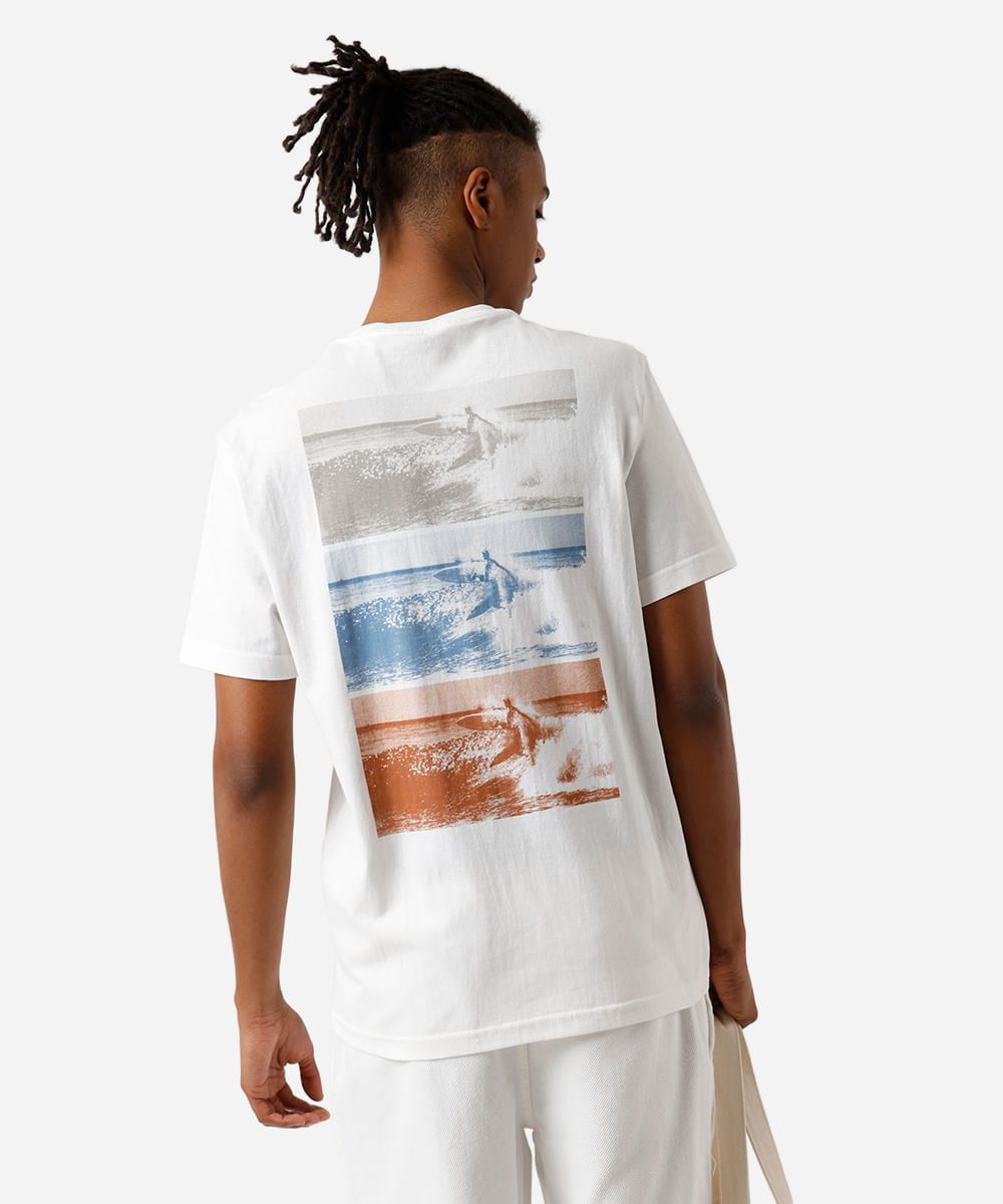 camiseta masculina de algodão estampada off white