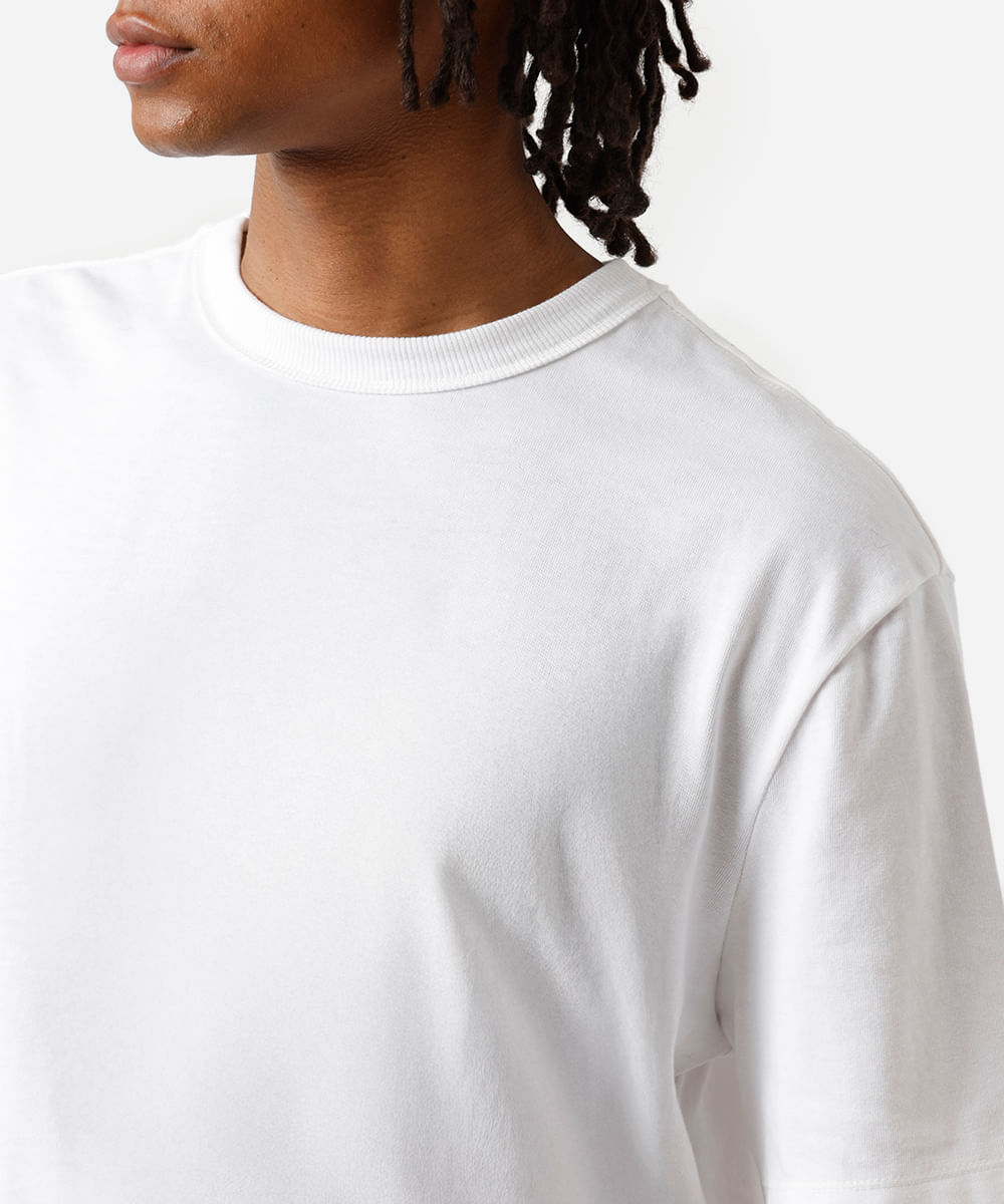 camiseta relaxed masculina de algodão coolmax branca