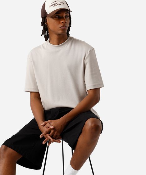 camiseta relaxed masculina de algodão peruano cinza