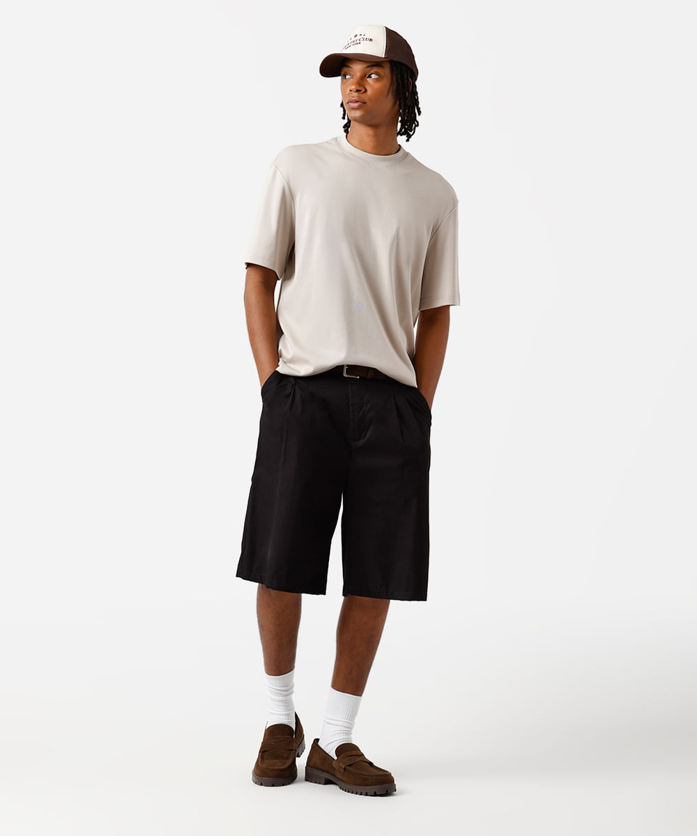 camiseta relaxed masculina de algodão peruano cinza