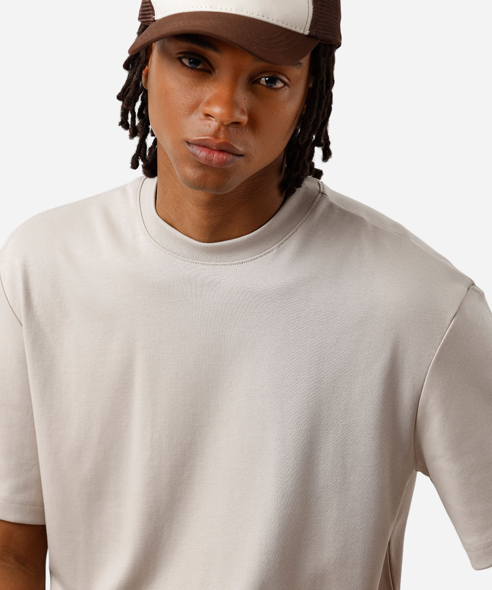 camiseta relaxed masculina de algodão peruano cinza