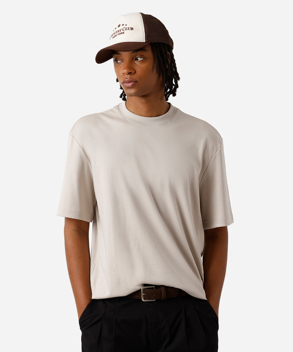 camiseta relaxed masculina de algodão peruano cinza