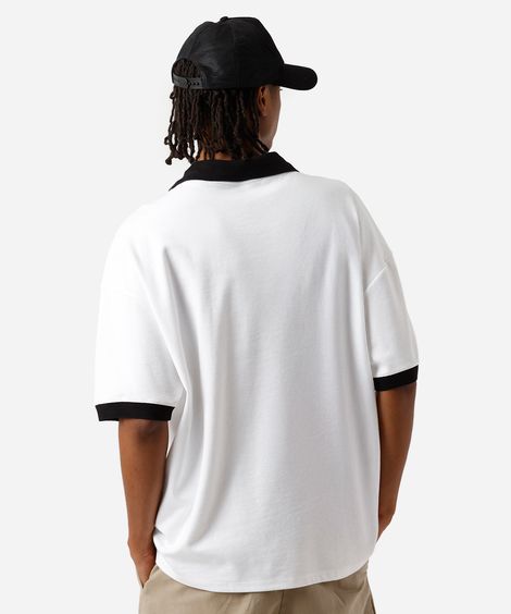 camiseta masculina com gola e nervuras playstation oversized off white