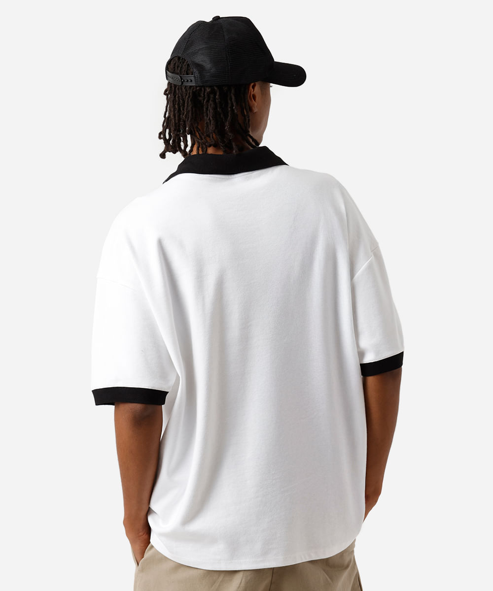 camiseta masculina com gola e nervuras playstation oversized off white