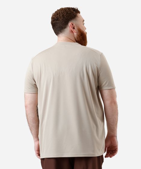 camiseta masculina esportiva com logo plus size bege