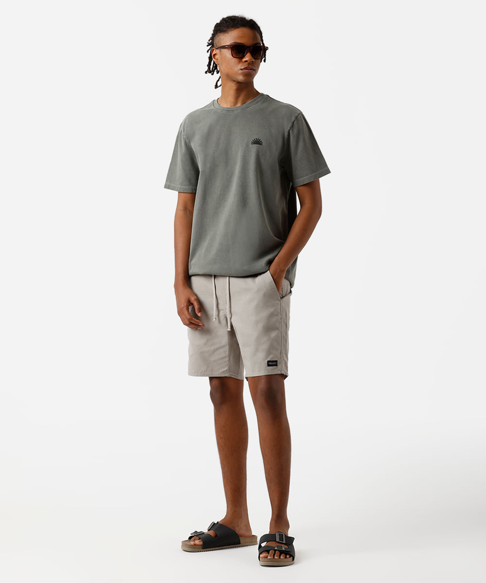 camiseta masculina de algodão estonada estampada verde