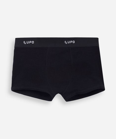 cueca boxer infantil de algodão canelada lupo preta