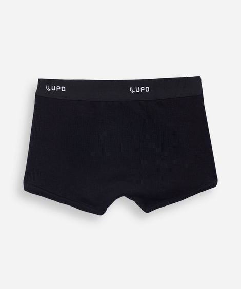 cueca boxer infantil de algodão canelada lupo preta