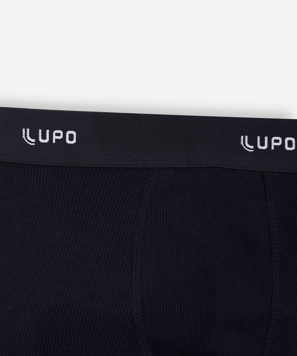 cueca boxer infantil de algodão canelada lupo preta