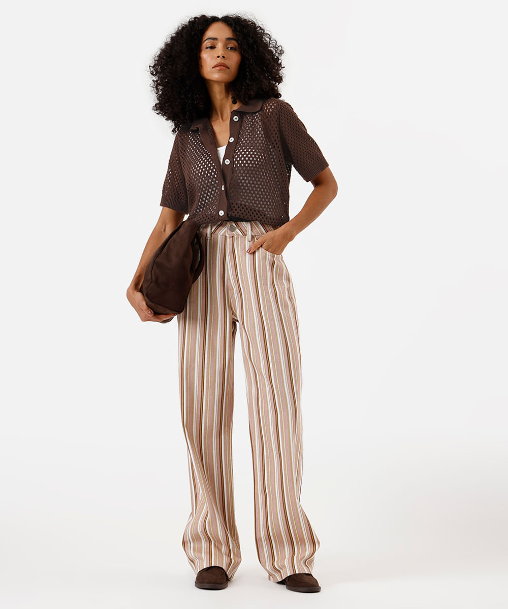 camisa feminina de tricot manga curta marrom