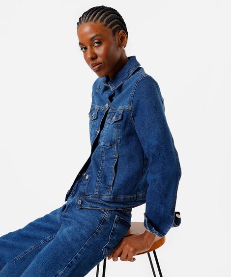 jaqueta feminina jeans azul