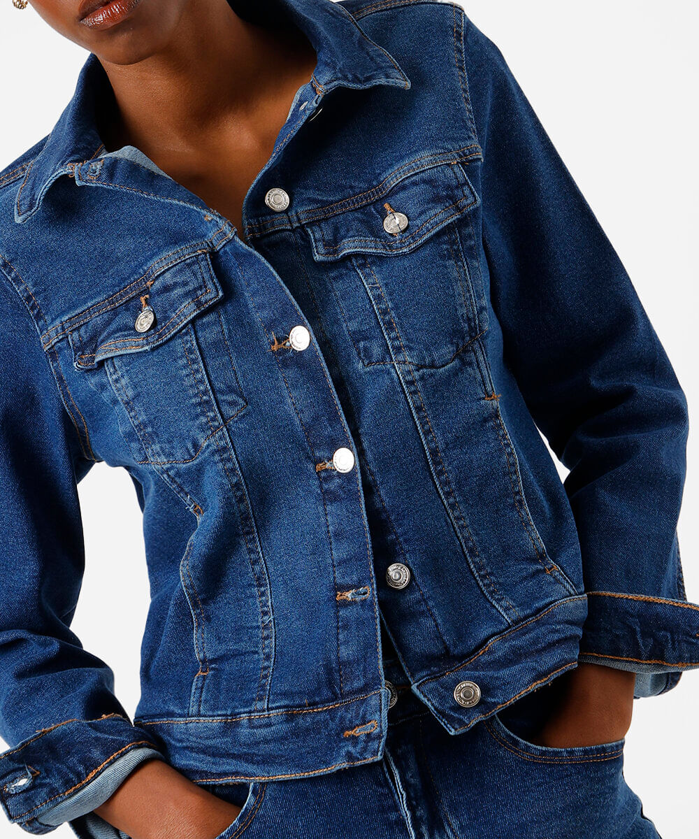 jaqueta feminina jeans azul
