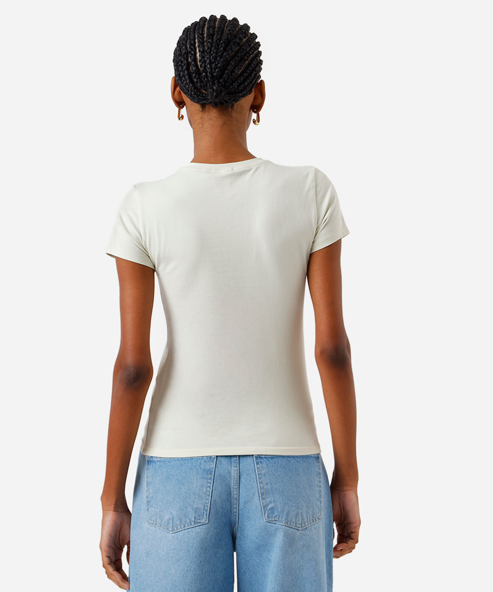 camiseta básica feminina de algodão peruano manga curta verde