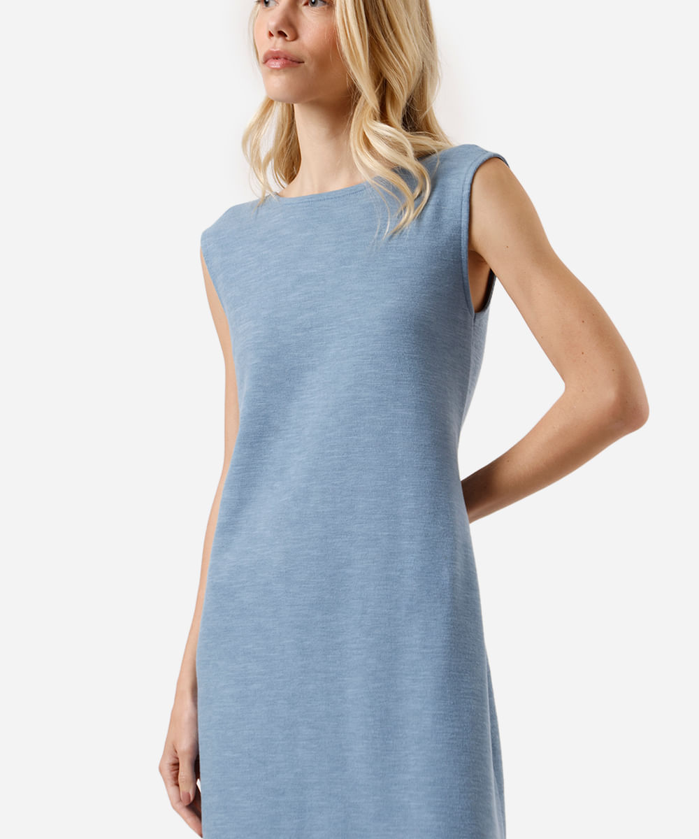 vestido longo feminino de algodão com fendas azul