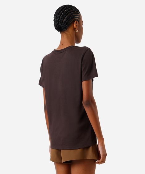 camiseta feminina de algodão estampada marrom
