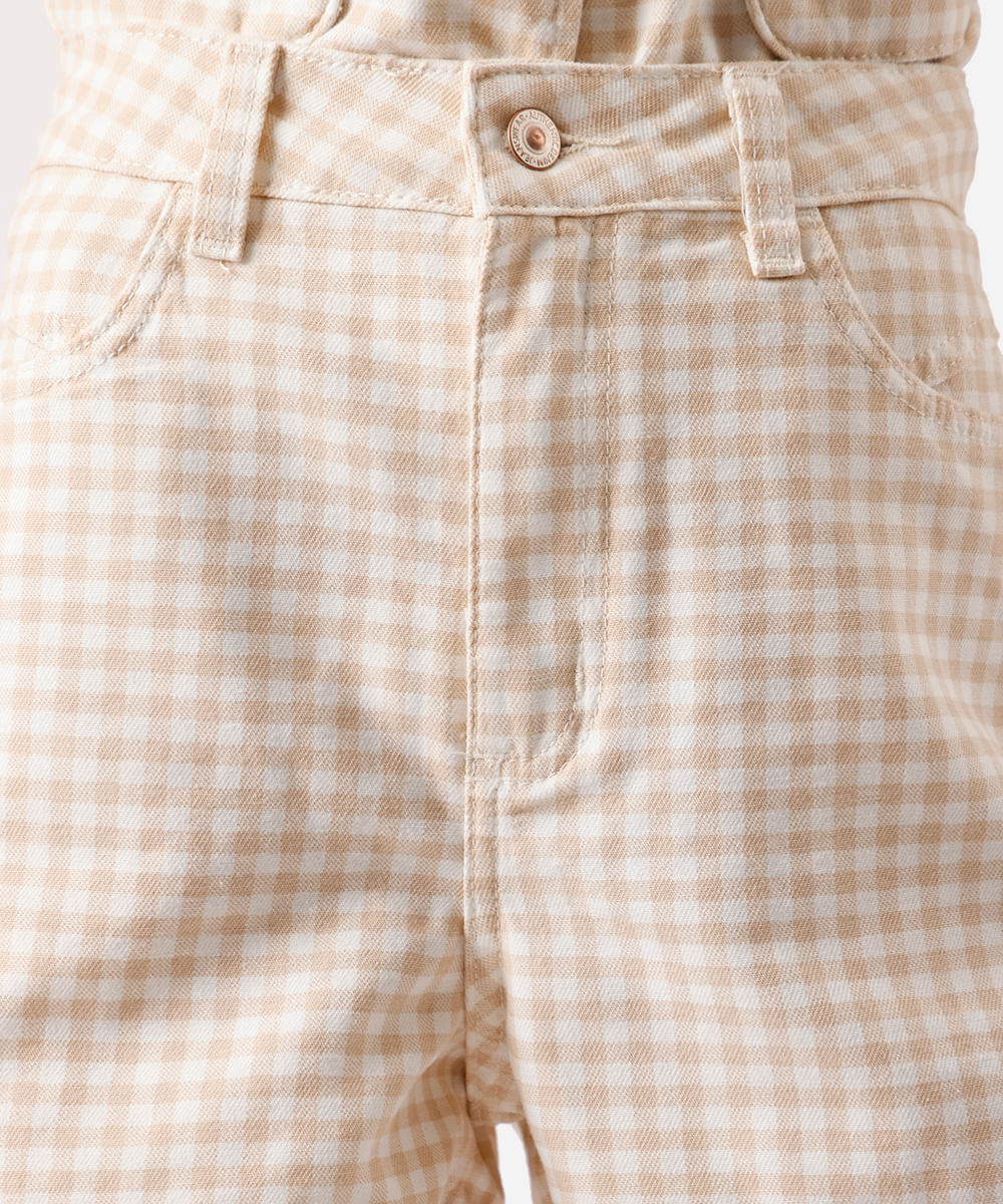 short feminino de sarja xadrez - off white
