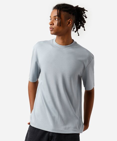 camiseta relaxed masculina de algodão peruano azul