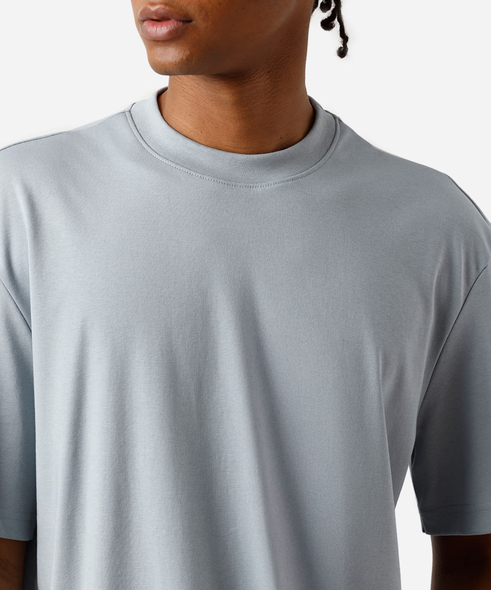 camiseta relaxed masculina de algodão peruano azul