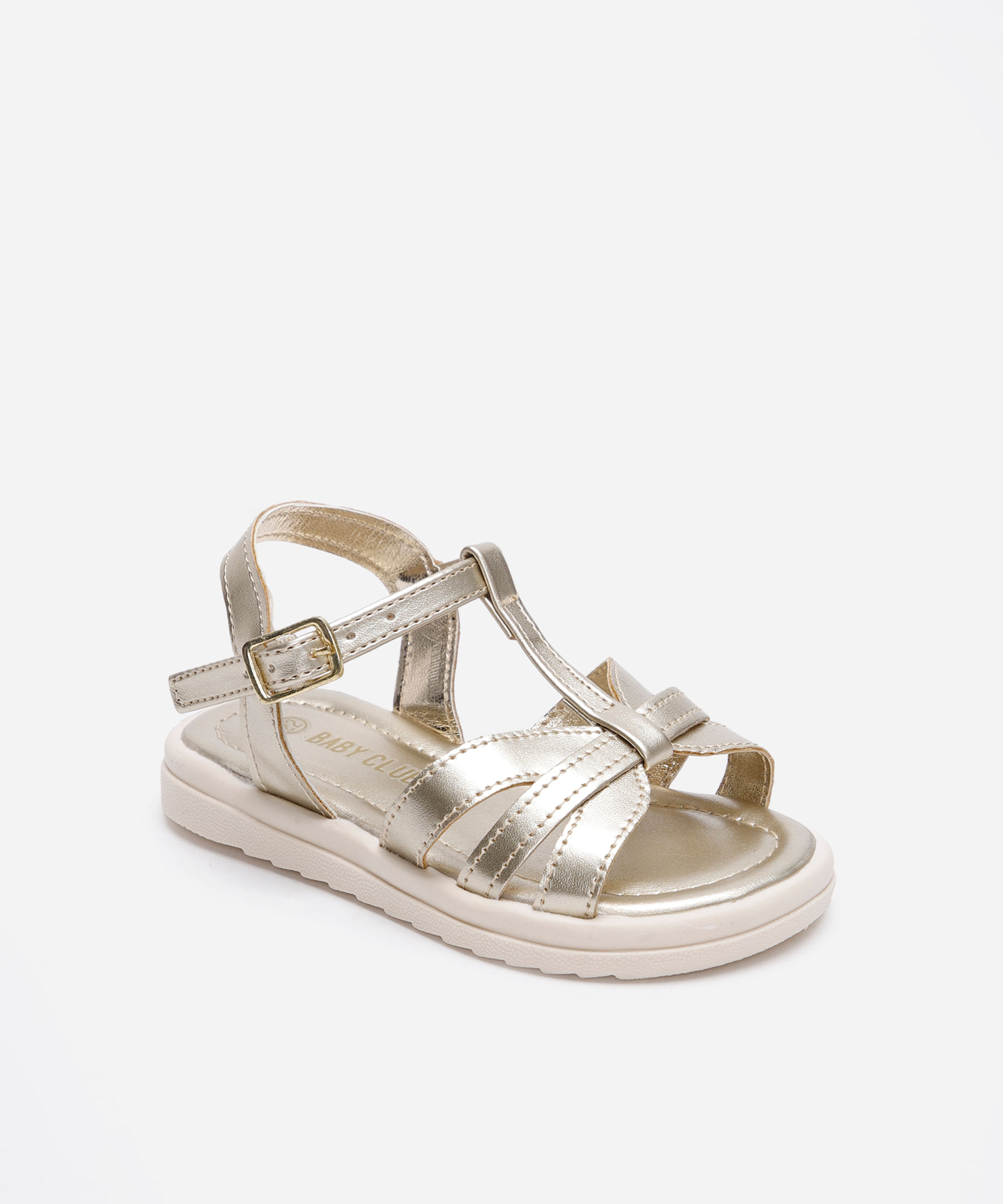sandália infantil com tiras dourada