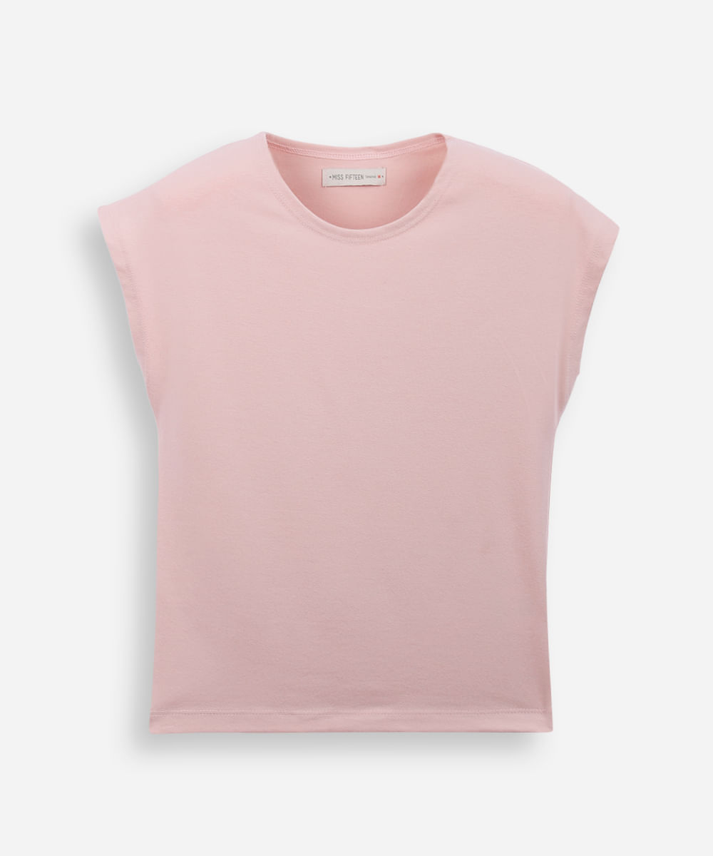 camiseta juvenil manga curta rosa